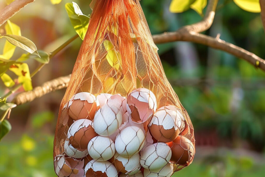 Hanging eggshells in your garden