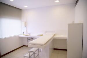 A small interior treatment room with no window